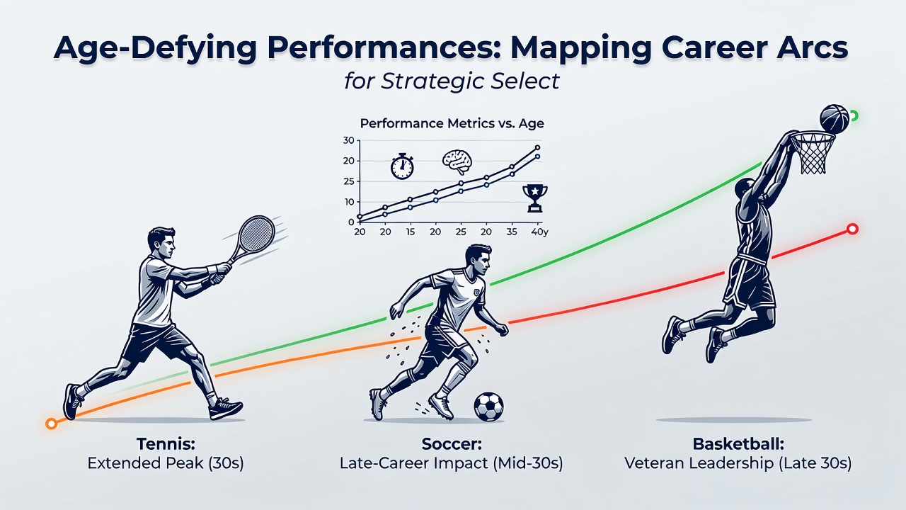 Performance graphs illustrating veteran player statistics across major soccer leagues and NBA seasons
