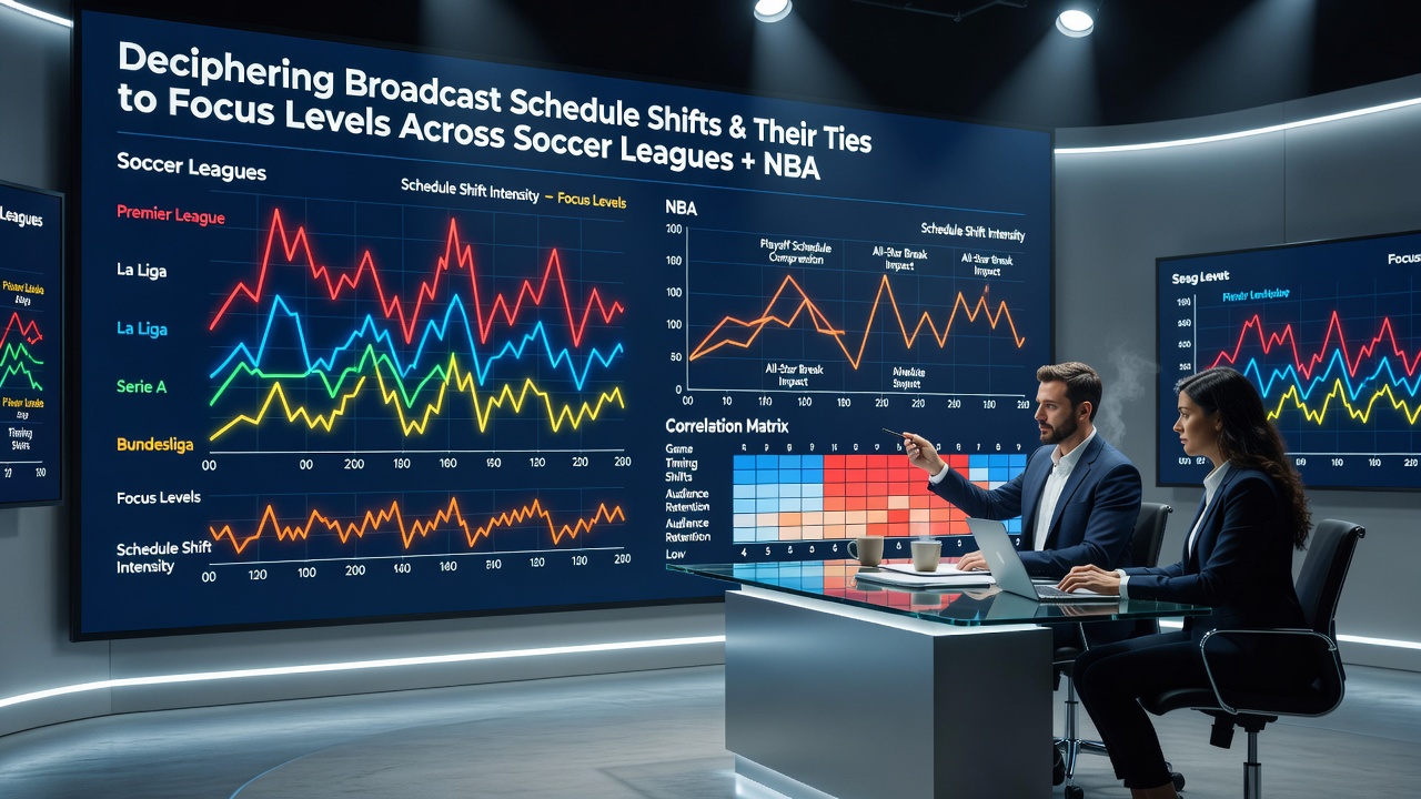 Cross-league performance charts linking broadcast timing to focus and betting structures