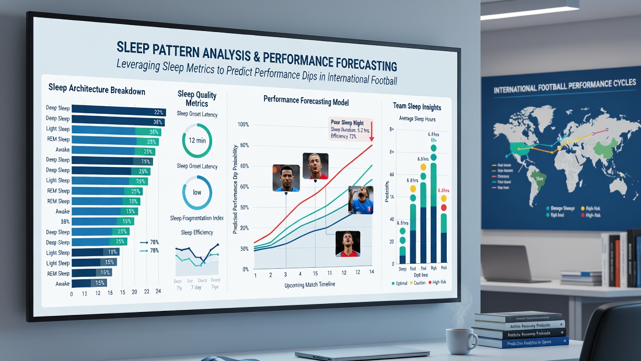 Coaching staff analyzing sleep pattern charts alongside performance statistics on a tablet