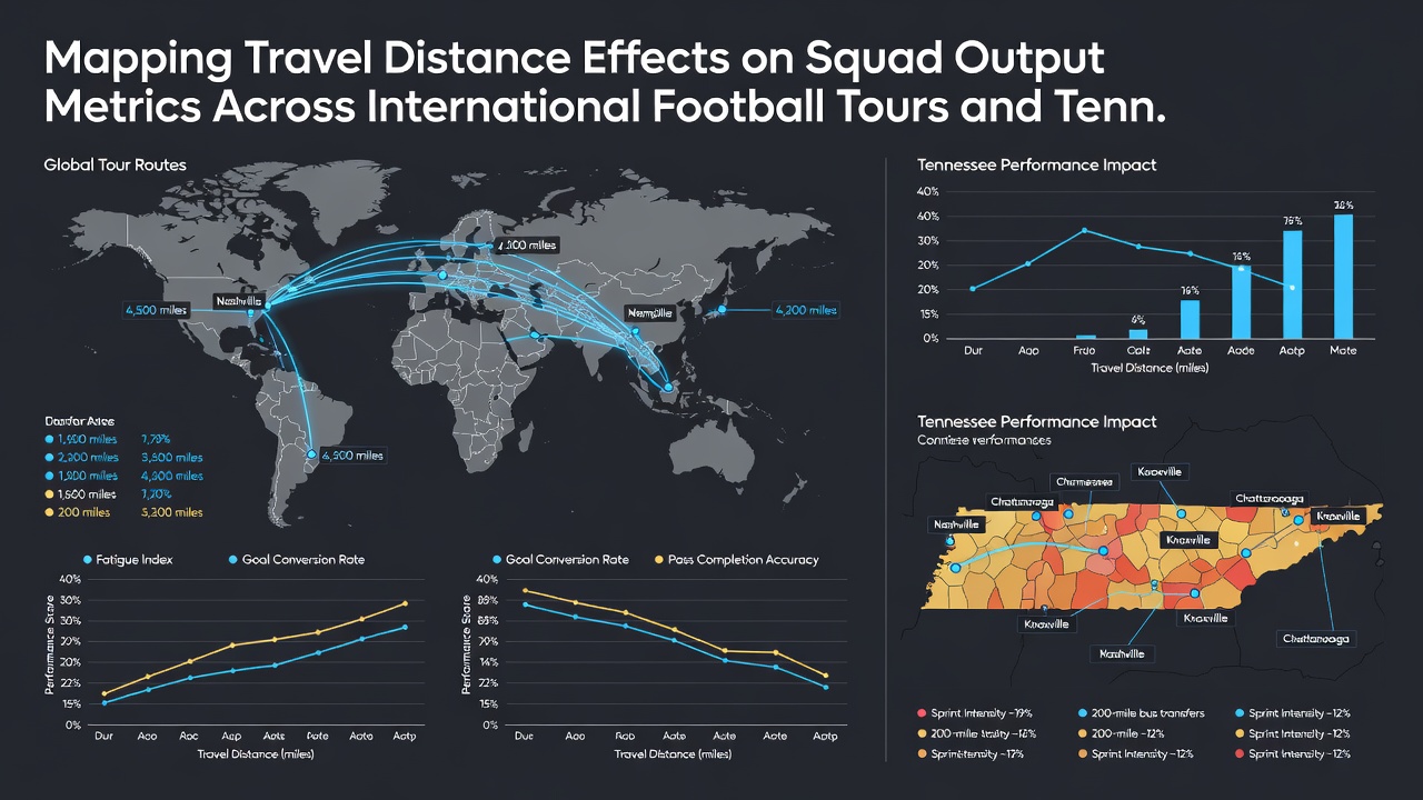 Visual mapping of travel distances overlaid with performance metric shifts in football and tennis