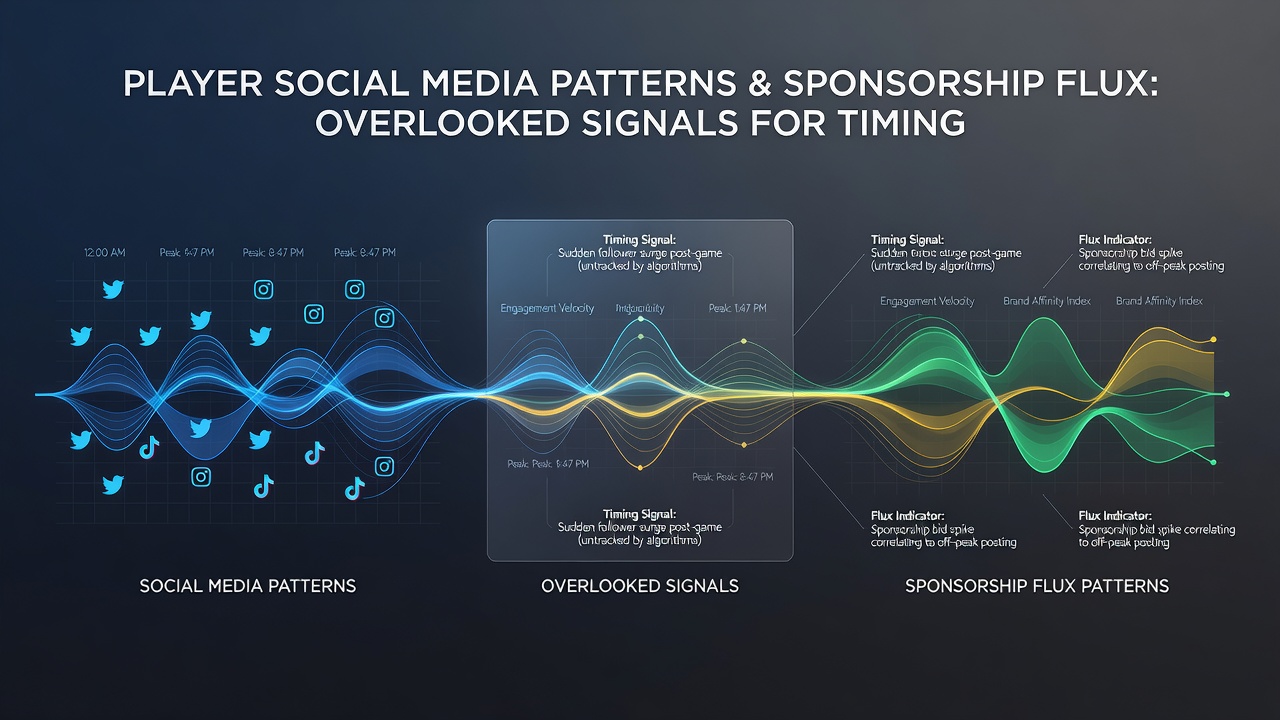 Data charts showing social media engagement spikes alongside sponsorship announcement timelines in sports