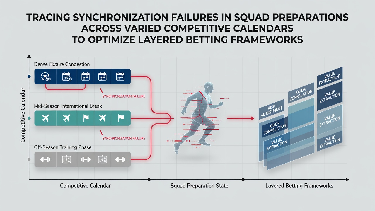 Squad preparation timelines visualized across multiple sports calendars showing alignment points and potential failure zones